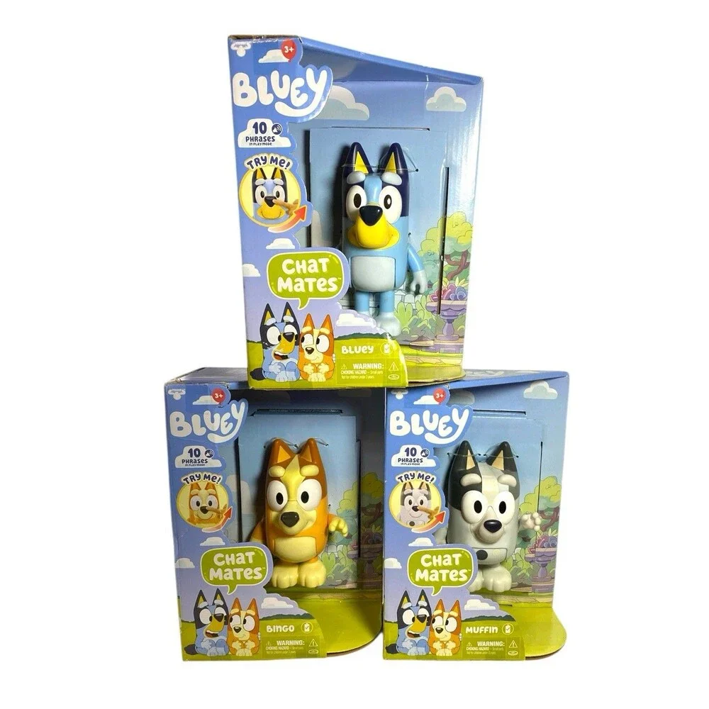 Bluey Chat Mates 3 Pack Bluey Bingo Muffin Talking Figures NEW